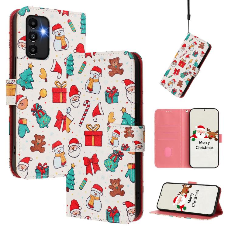 Custodia in pelle con fibbia e cinturino serie natalizia per Samsung Galaxy A34