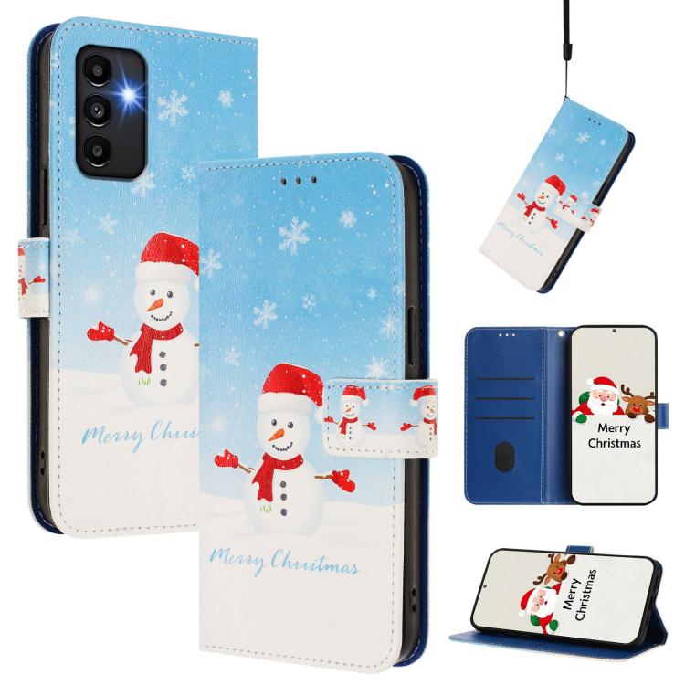 Custodia in pelle con fibbia e cinturino serie natalizia per Samsung Galaxy A34