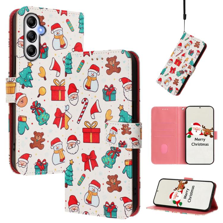Custodia in pelle con fibbia e cinturino serie natalizia per Samsung Galaxy A34