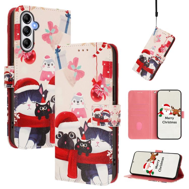 Custodia in pelle con fibbia e cinturino serie natalizia per Samsung Galaxy A34