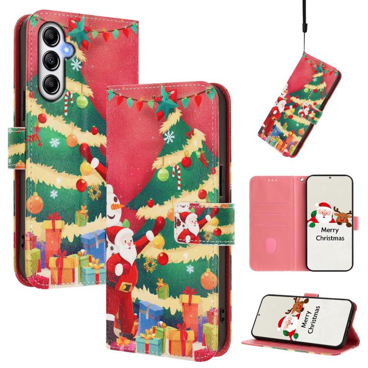 Custodia in pelle con fibbia e cinturino serie natalizia per Samsung Galaxy A34