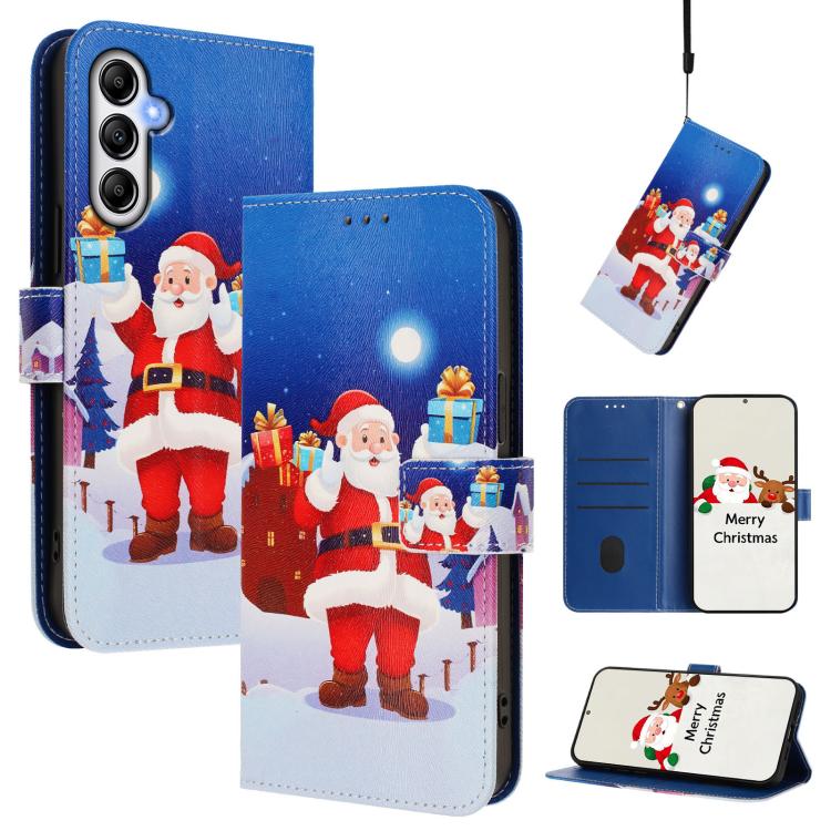 Custodia in pelle con fibbia e cinturino serie natalizia per Samsung Galaxy A34