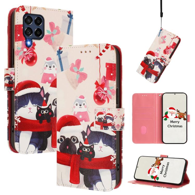 Custodia in pelle con fibbia e cinturino serie natalizia per Samsung Galaxy A34