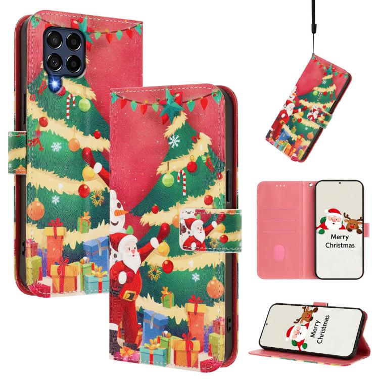 Custodia in pelle con fibbia e cinturino serie natalizia per Samsung Galaxy A34