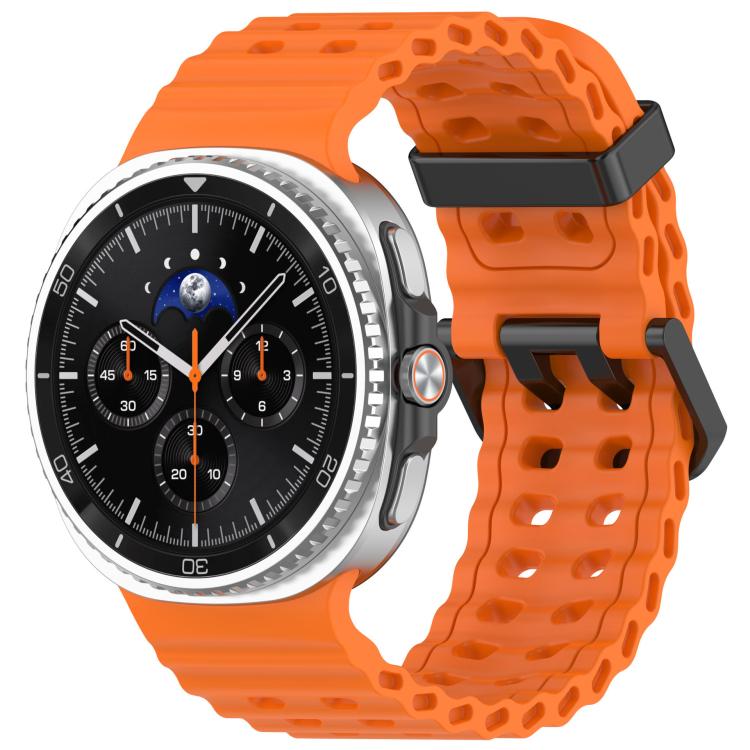 Cinturino per orologio in silicone a doppia fila di fori, colore Ocean, con fibbia nera e finitura Ocean, tinta unita., For Samsung Galaxy Watch8 / 8 Classic