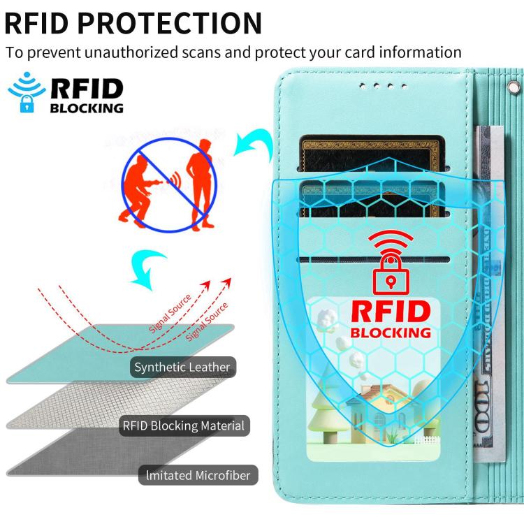 Portafoglio in pelle con protezione RFID e ciondolo a cuore per Galaxy S24