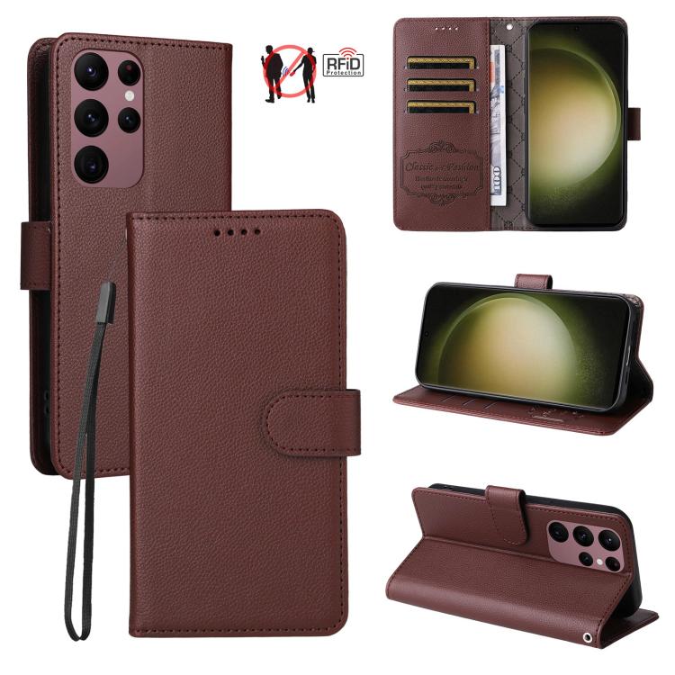 Custodia in pelle con portafoglio e protezione RFID per Galaxy S23 5G, S20 FE e