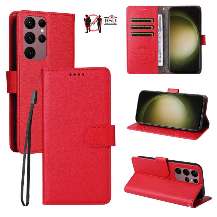 Custodia in pelle con portafoglio e protezione RFID per Galaxy S23 5G, S20 FE e