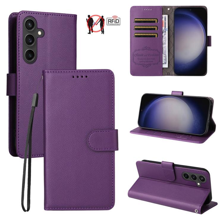 Custodia in pelle con portafoglio e protezione RFID per Galaxy S23 5G, S20 FE e