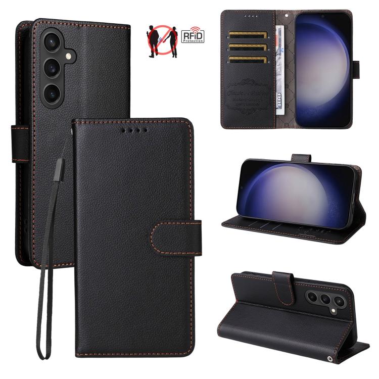 Custodia in pelle con portafoglio e protezione RFID per Galaxy S23 5G, S20 FE e