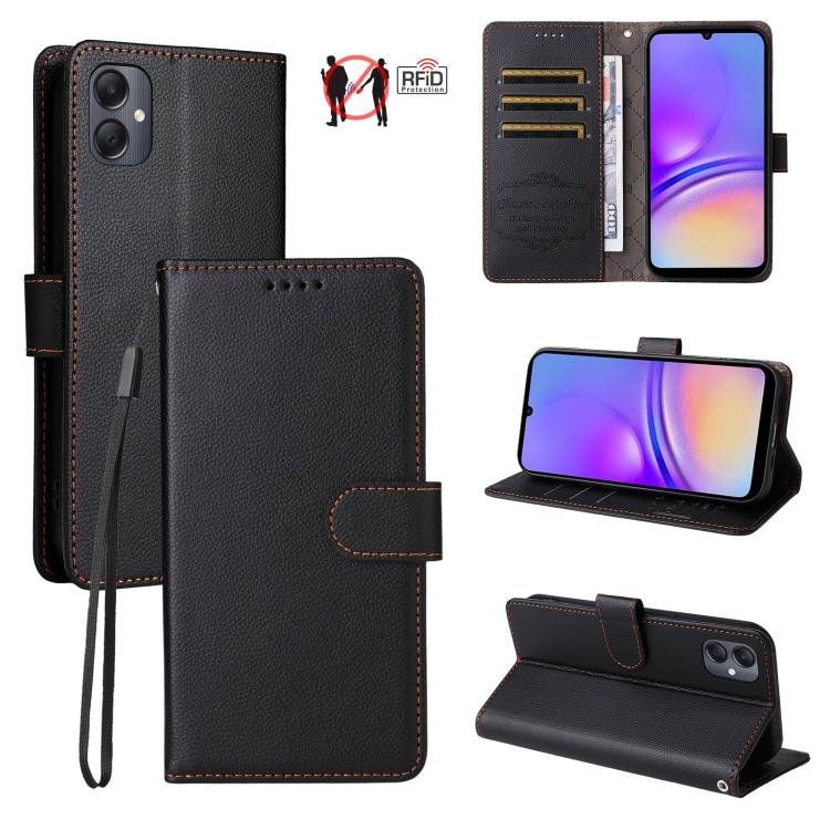 Custodia pelle con portafoglio e protezione RFID per Samsung Galaxy A05, A05s
