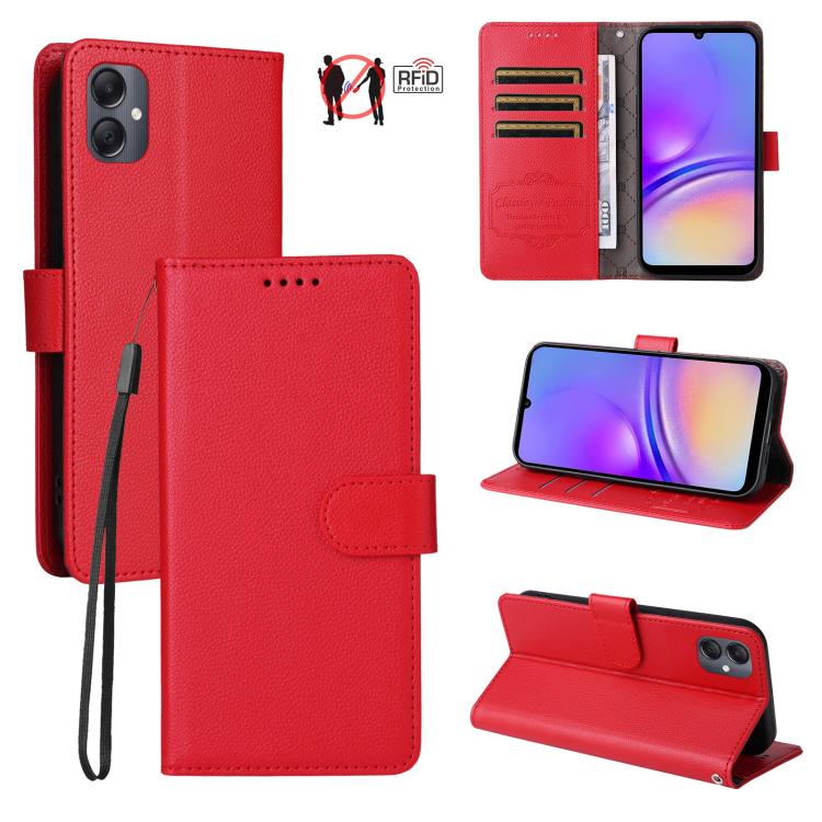 Custodia pelle con portafoglio e protezione RFID per Samsung Galaxy A05, A05s