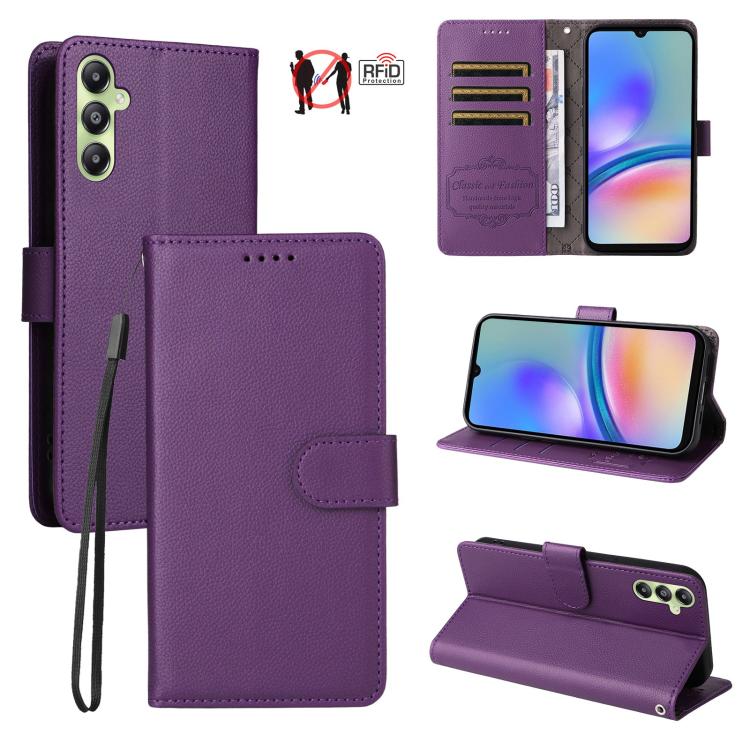 Custodia pelle con portafoglio e protezione RFID per Samsung Galaxy A05, A05s