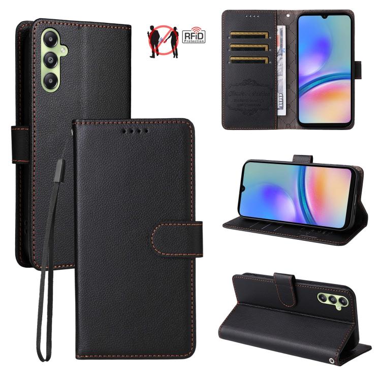 Custodia pelle con portafoglio e protezione RFID per Samsung Galaxy A05, A05s