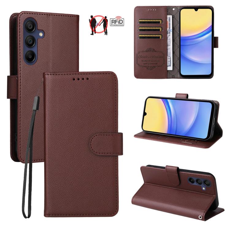 Custodia in pelle con portafoglio e protezione RFID per Samsung Galaxy A36, A15