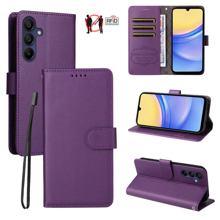 Custodia in pelle con portafoglio e protezione RFID per Samsung Galaxy A36, A15