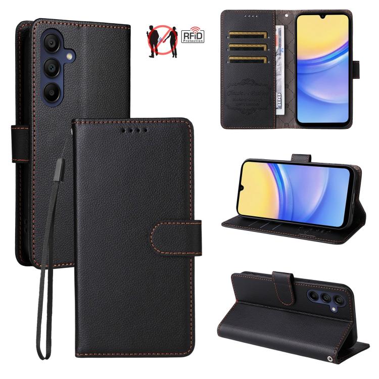 Custodia in pelle con portafoglio e protezione RFID per Samsung Galaxy A36, A15