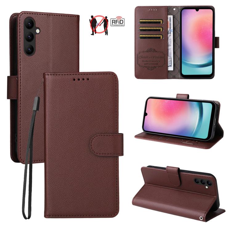 Custodia pelle con portafoglio e protezione RFID per Samsung Galaxy A05, A05s