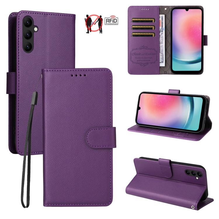 Custodia pelle con portafoglio e protezione RFID per Samsung Galaxy A05, A05s