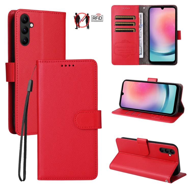 Custodia pelle con portafoglio e protezione RFID per Samsung Galaxy A05, A05s