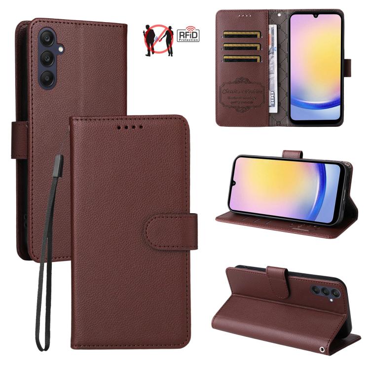 Custodia pelle con portafoglio e protezione RFID per Samsung Galaxy A05, A05s