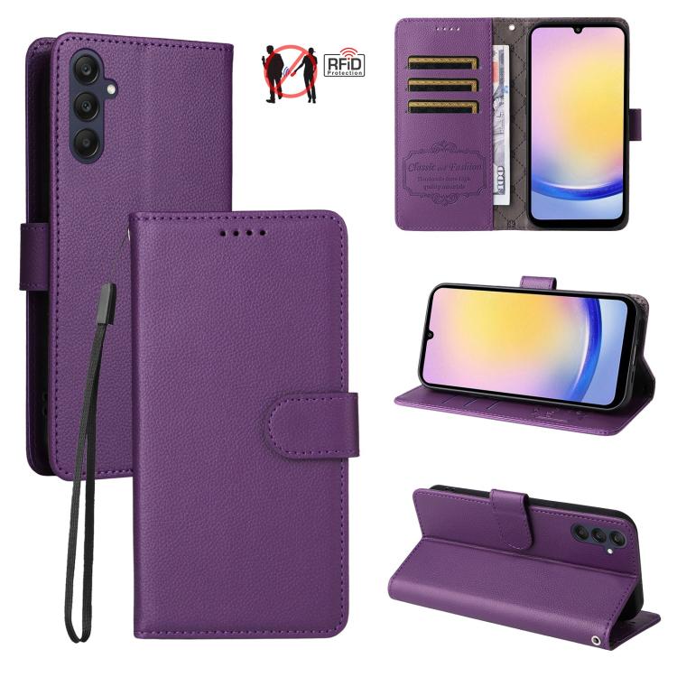 Custodia pelle con portafoglio e protezione RFID per Samsung Galaxy A05, A05s
