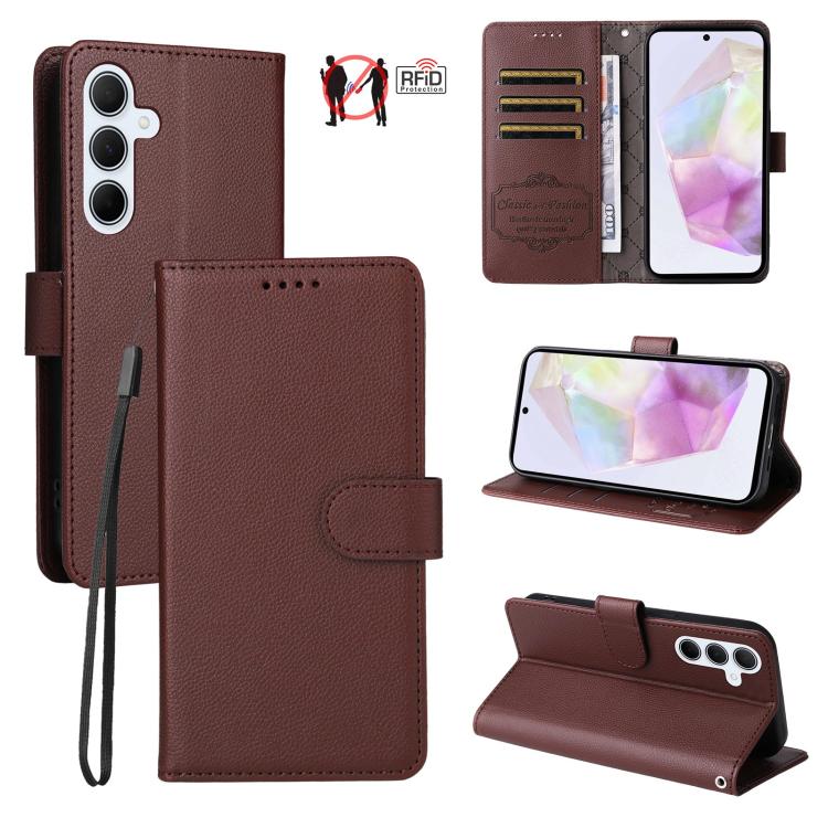 Custodia in pelle con portafoglio e protezione RFID per Samsung Galaxy A36, A15