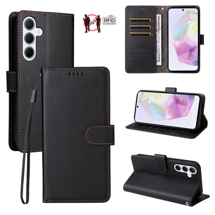 Custodia in pelle con portafoglio e protezione RFID per Samsung Galaxy A36, A15