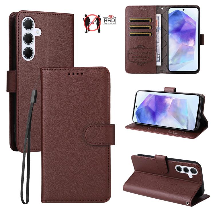 Custodia in pelle con portafoglio e protezione RFID per Samsung Galaxy A36, A15