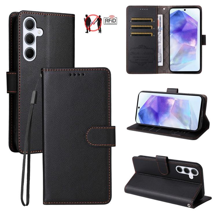 Custodia in pelle con portafoglio e protezione RFID per Samsung Galaxy A36, A15