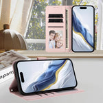 Custodia per telefono in pelle con ciondolo a forma di gatto e cuore in rilievo, completa di cinturino da polso., For iPhone Air, For iPhone 16 Pro Max