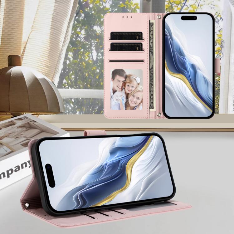 Custodia per telefono in pelle con ciondolo a forma di gatto e cuore in rilievo, completa di cinturino da polso., For iPhone Air, For iPhone 16 Pro Max
