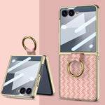 Custodia con texture intrecciata e anello di supporto per Galaxy Z Flip8 5G e