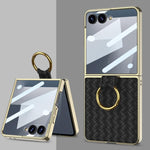 Custodia con texture intrecciata e anello di supporto per Galaxy Z Flip8 5G e