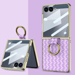 Custodia con texture intrecciata e anello di supporto per Galaxy Z Flip8 5G e