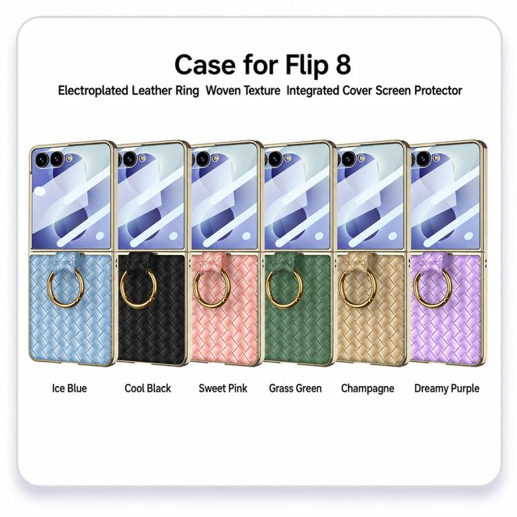 Custodia con texture intrecciata e anello di supporto per Galaxy Z Flip8 5G e