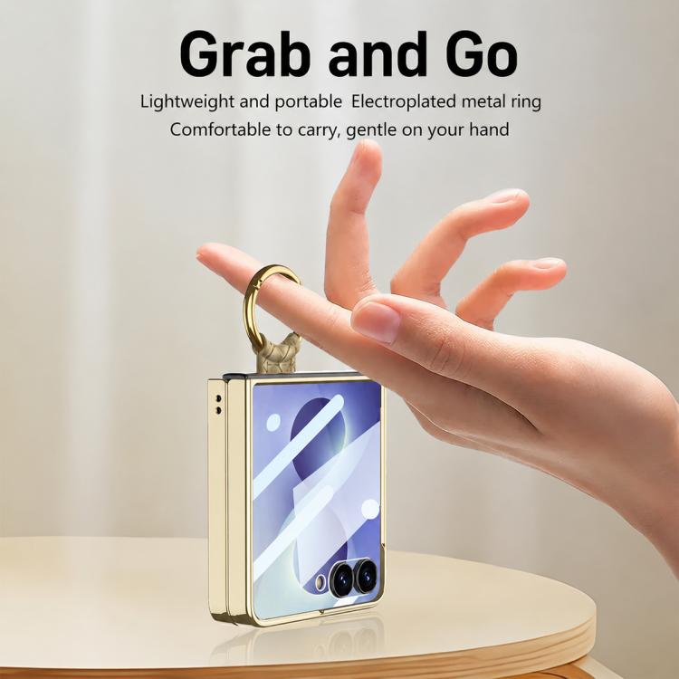 Custodia con texture intrecciata e anello di supporto per Galaxy Z Flip8 5G e