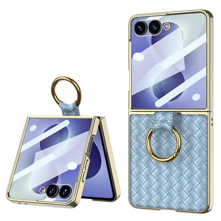 Custodia con texture intrecciata e anello di supporto per Galaxy Z Flip8 5G e
