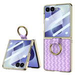 Custodia con texture intrecciata e anello di supporto per Galaxy Z Flip8 5G e