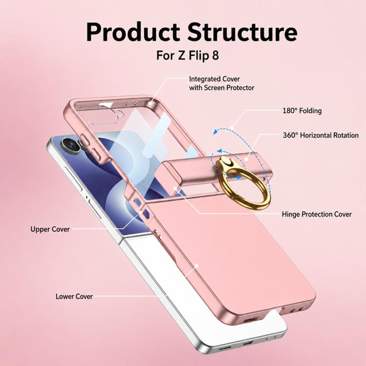 Custodia ultra sottile con cerniera integrata e anello per Galaxy Z Flip8 5G e
