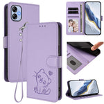 Custodia in pelle con ciondolo a gatto e cuore per Samsung Galaxy A04e 4G e A14