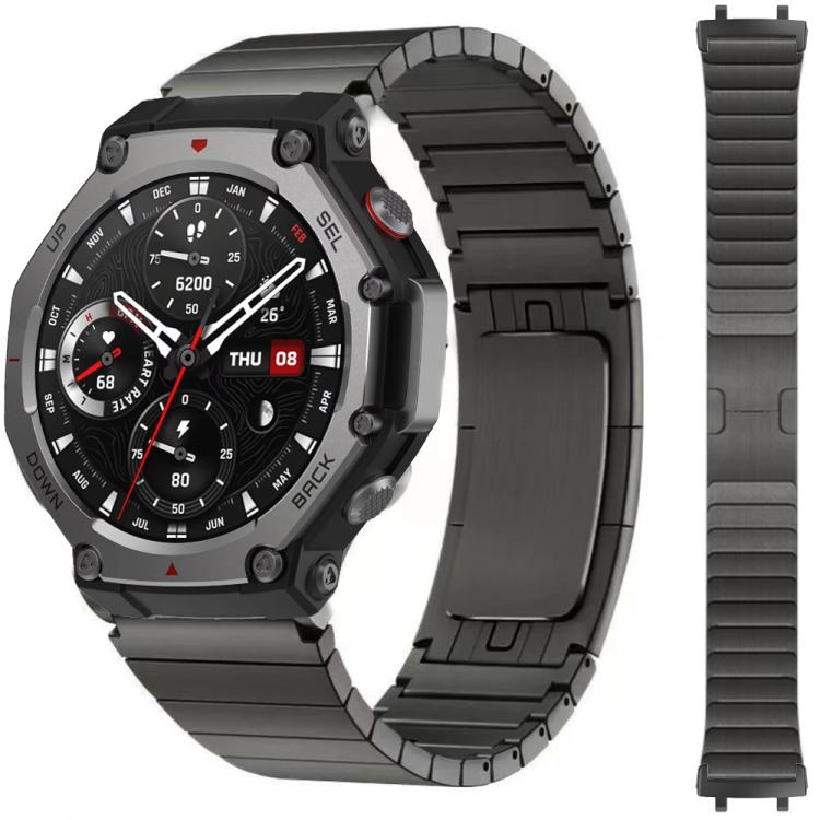Cinturino per orologio in acciaio inossidabile staccabile con un lato a perline, For  Amazfit T-Rex 3, For  Amazfit T-Rex 2, For Amazfit T-Rex Pro