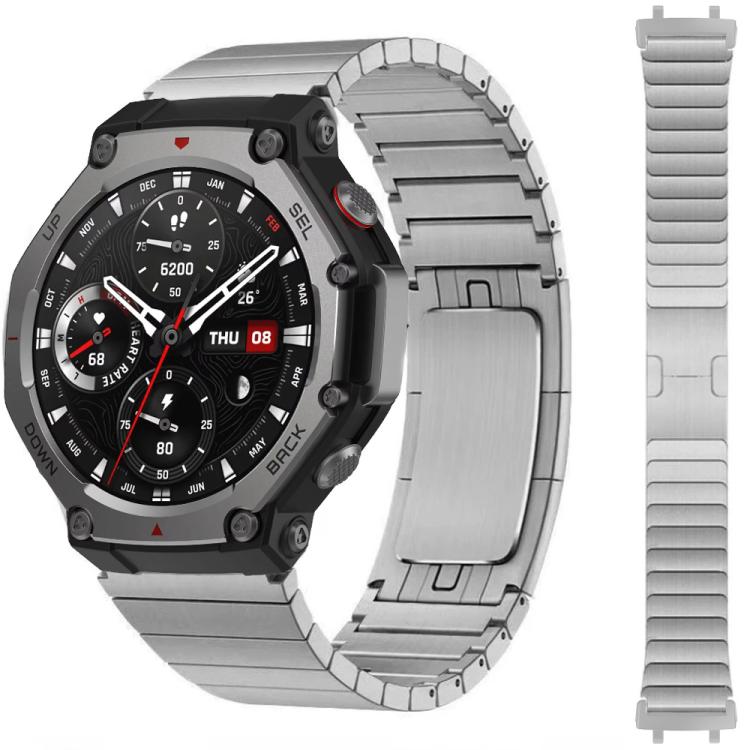 Cinturino per orologio in acciaio inossidabile staccabile con un lato a perline, For  Amazfit T-Rex 3, For  Amazfit T-Rex 2, For Amazfit T-Rex Pro