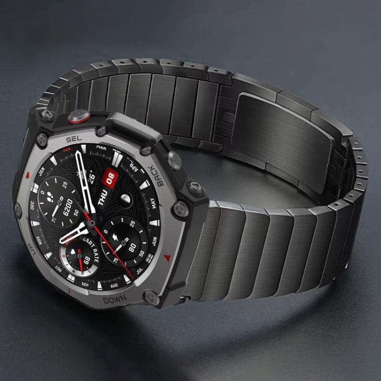 Cinturino per orologio in acciaio inossidabile staccabile con un lato a perline, For  Amazfit T-Rex 3, For  Amazfit T-Rex 2, For Amazfit T-Rex Pro