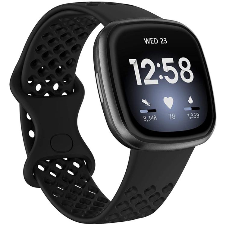 Cinturino per orologio xDfind in silicone traspirante con fori, tinta unita, per Fitbit Versa 3 / Sense, S, L