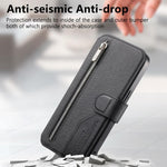 Portafoglio in pelle con cerniera e protezione antifurto per Galaxy A13 4G e 5G
