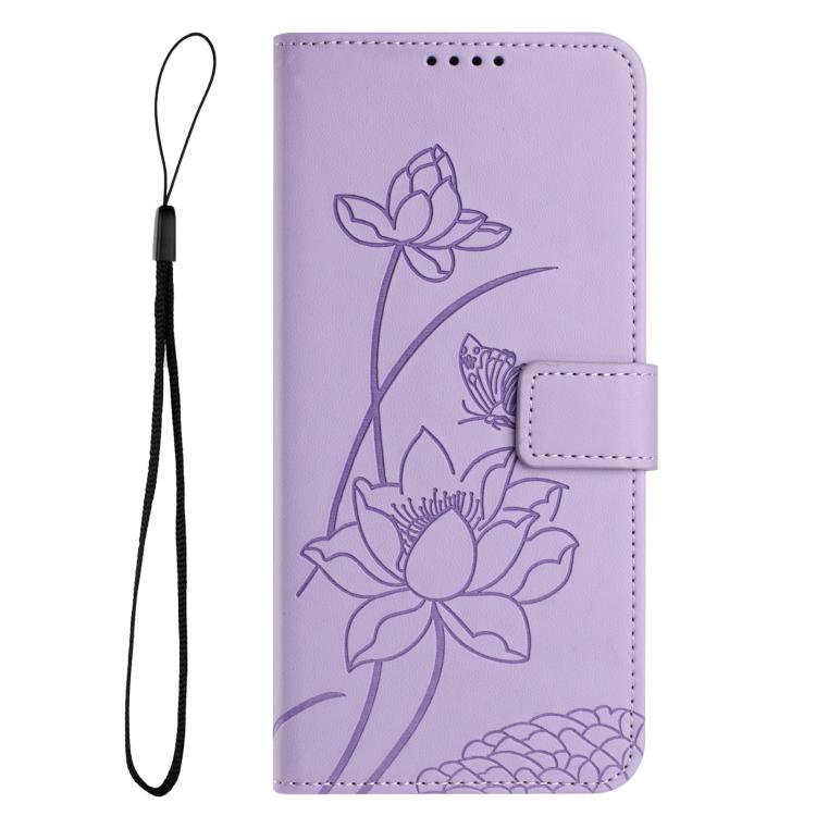 Custodia in pelle con motivo loto e cordino per Samsung Galaxy S25 FE, S25 Edge