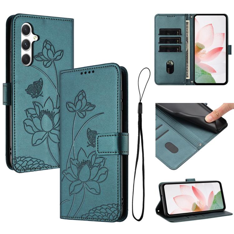 Custodia in pelle con motivo loto e cordino per Samsung Galaxy S25 FE, S25 Edge