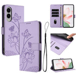 Custodia in pelle con motivo loto e cordino per Samsung Galaxy S25 FE, S25 Edge