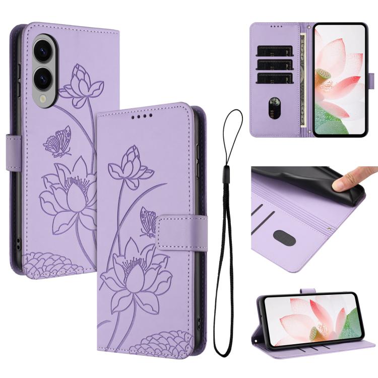 Custodia in pelle con motivo loto e cordino per Samsung Galaxy S25 FE, S25 Edge